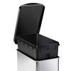10L Rectangular Step Bathroom Step Trash Can Stainless Steel with Black Plastic Lid
