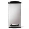 10L Rectangular Step Bathroom Step Trash Can Stainless Steel with Black Plastic Lid
