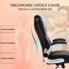Ergonomic Office Chair With Flip-Up Armrests And Wheels, Leather Rocking Executive Office Chair, Black
