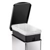 10L Rectangular Step Bathroom Step Trash Can Stainless Steel with Black Plastic Lid
