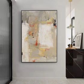 Hand Painted Large Abstract Oil Painting On Canvas Original Beige And Grey Canvas Wall Art Modern Textured Painting For Living Room Office Bedroom (size: 140x210cm)