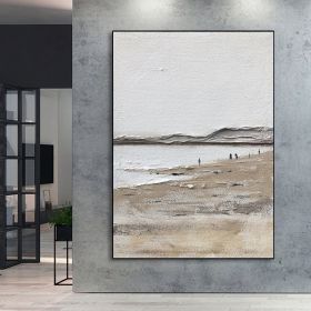 Large Handmade Oil Painting Wall Art Textured Abstract Painting Beach Beige Textured Painting Abstract Art Landscape Canvas Painting For Living Room (size: 80x120cm)