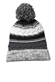 Sport-Tek Pom Pom Team Beanie STC21 (Color: Iron Grey/ Black/ White)