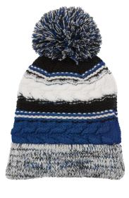 Sport-Tek Pom Pom Team Beanie STC21 (Color: True Royal/ Black/ White)